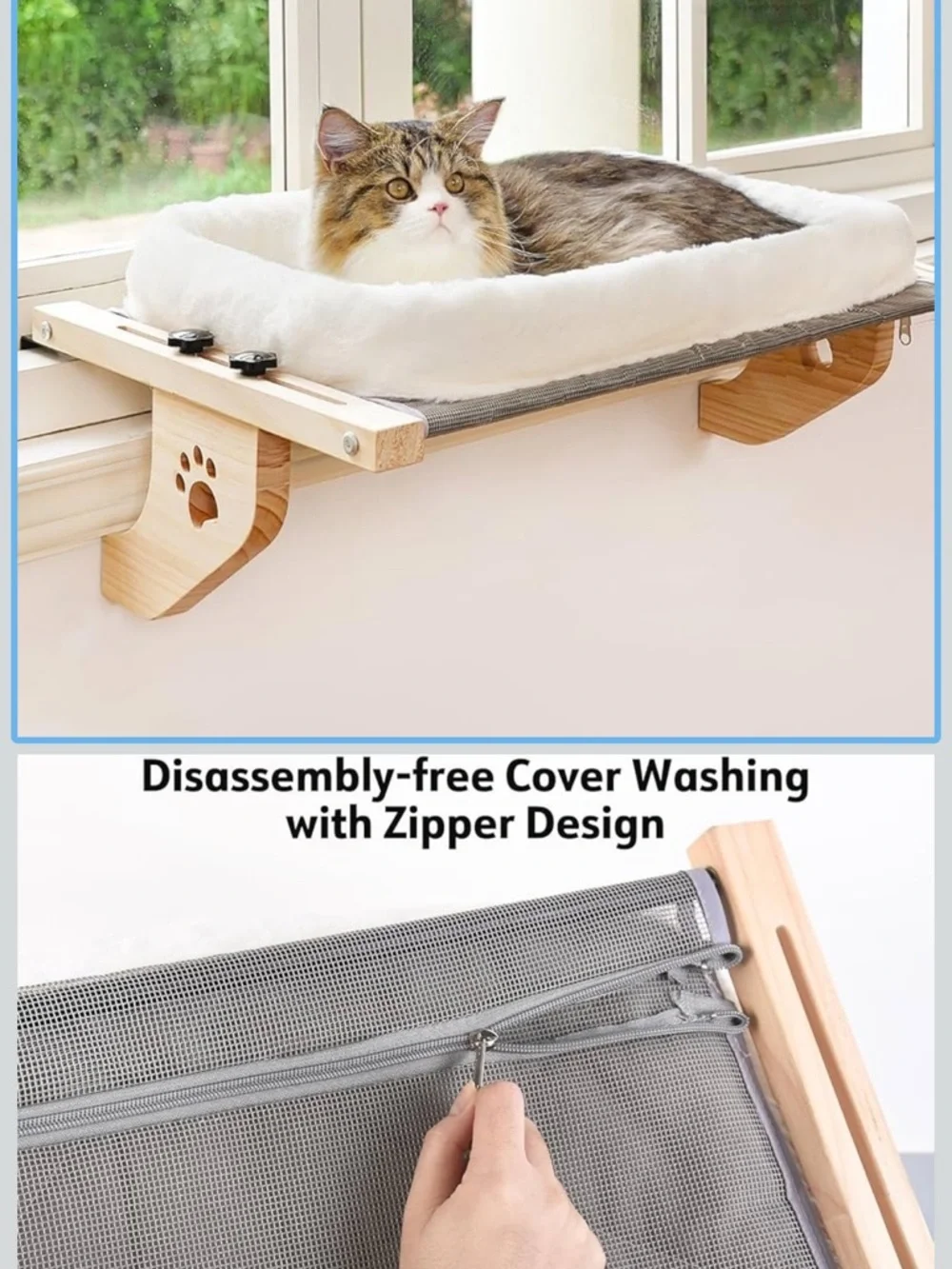Plush Window Cat Bed Shelf - White Faux Fur